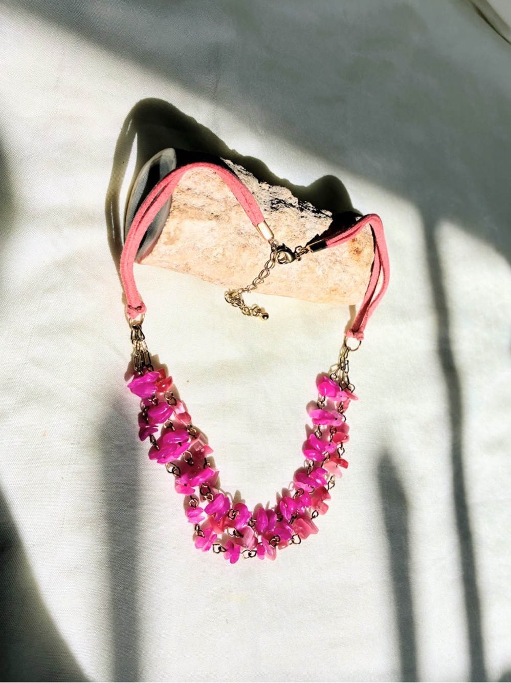 Pink Cluster Bead Statement Necklace
